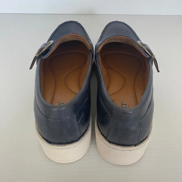 Born Contessa Navy Leather Buckle Platform Loafers Women Size 9 - Picture 9 of 11